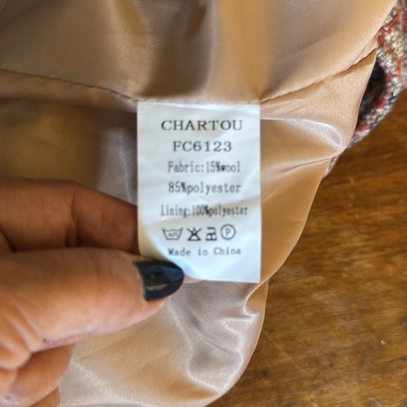 On Trend! Chartou Double-Breasted Plaid Pea Coat Like New Size M - Picture 7 of 8